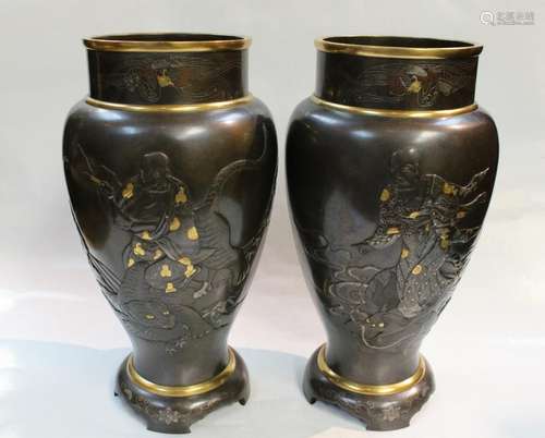 Pair of Japanese Bronze Vases