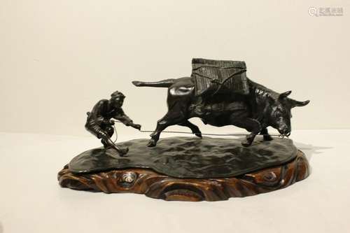 Bronze Buffalo and Farmer , Mark