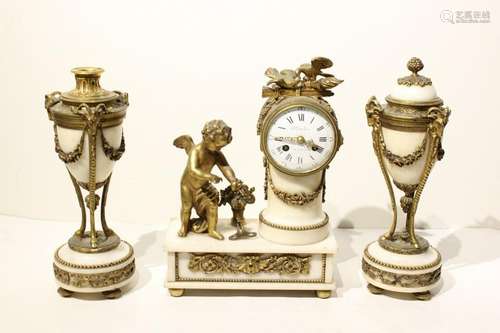 Bronze and Marbel Clock Set