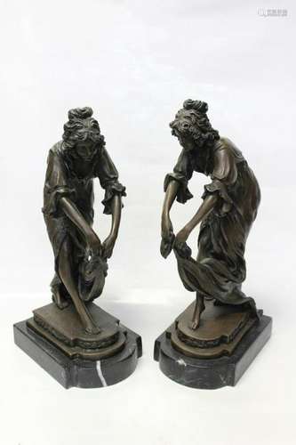 2 Bronze Dancing Girl,Signed