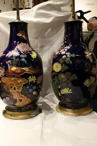 Pair Porcelain Vase made into Lamps