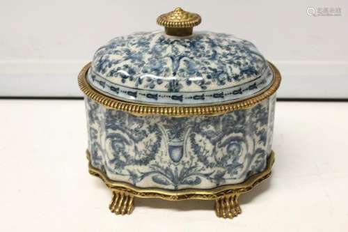 Porcelain Cover Box w Bronze Mount