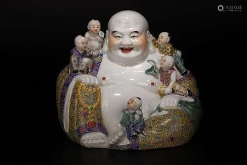 Chinese Famille Rose Porcelain Buddha,