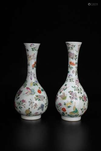 Pair of Chinese Wucai Porcelain Vases, Mark