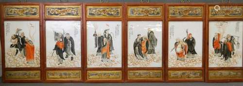 Set of Six Chinese Enameled Porcelain Plaques