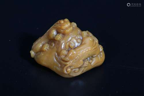 Chinese Tianhuang Soapstone Carved Chilong