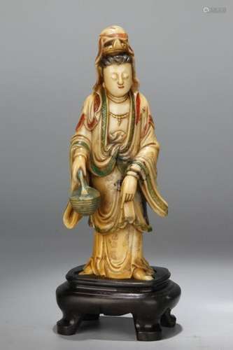 Chinese Soapstone Carves Standing Guanyin