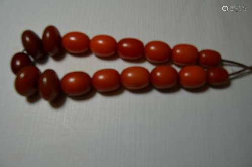 Chinese blood amber necklace