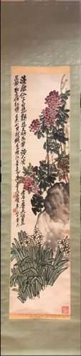 Chinese Ink/Color Scroll Painting, Wu,Changshuo