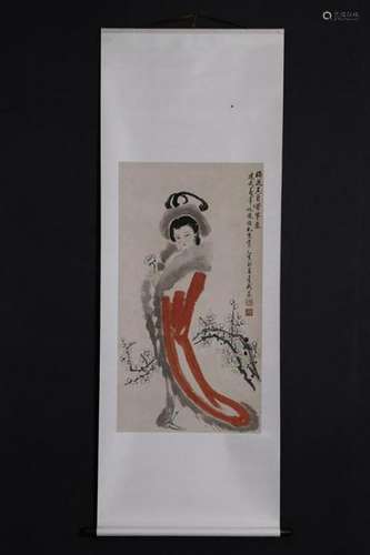 Chinese Ink Color Scroll Painting, Signed