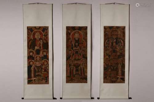 Three RepubliChinese Hand Painted Scroll Painting