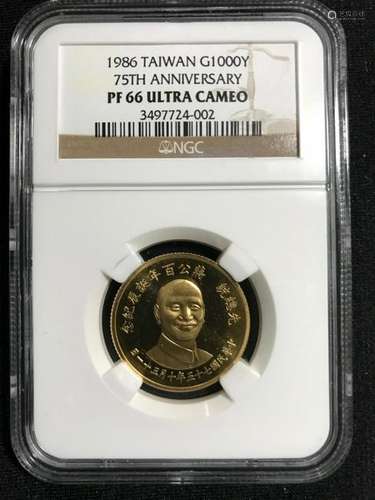 1986 Taiwan Gold Coin, Chiang Kai-Shek Portrait