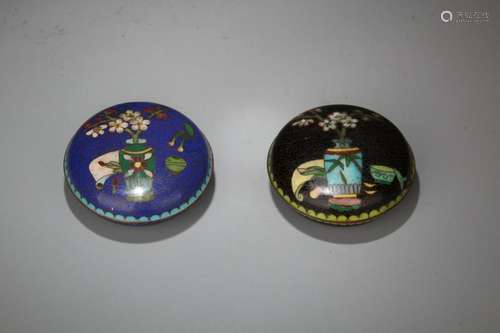 Pair of Republican Chinese Cloisonne Round Box