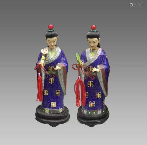 Two Chinese Cloisonne Figural