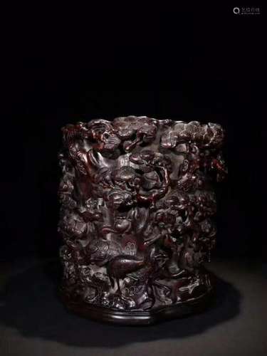 Qing Chinese ChengXiang Wood Carved Brushpot