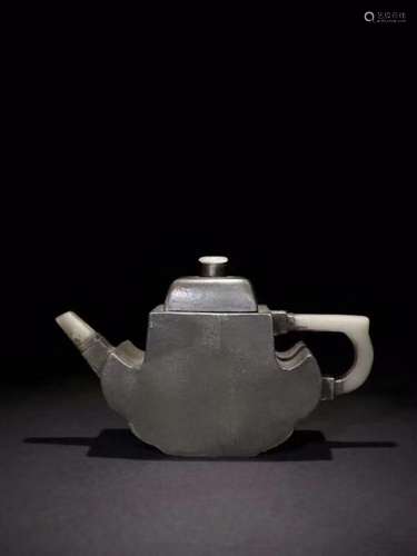 Qing Chinese Pewter Zisha Teapot,Mark