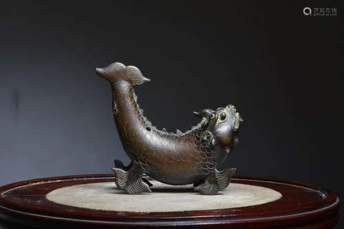 Qing Chinese Bronze Fish Shape Water Drop