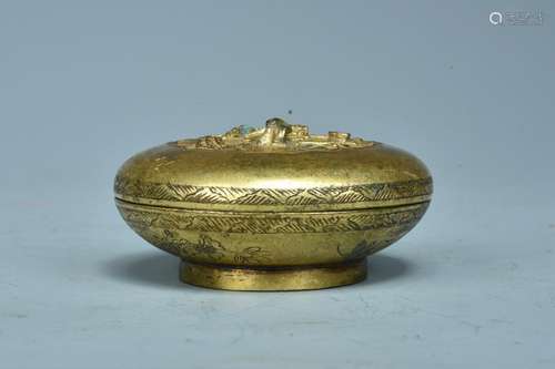 Qing Chinese Gilt Bronze Cover Box