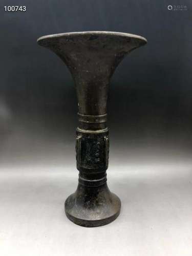 Chinese Bronze Gu Vase