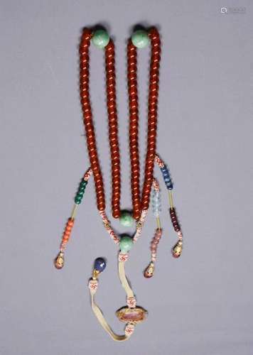 Chinese 108 Amber Beads Chaozhu Necklace