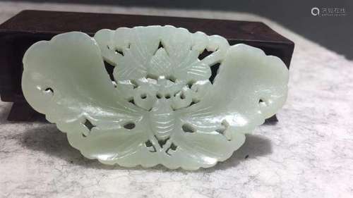 Qing Chinese Jade Carved Plaque,Butterfly