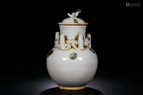 Ming Chinese White Glazed Porcelain Vase.