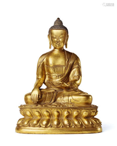 清乾隆(宫廷) 铜鎏金释迦牟尼佛坐像