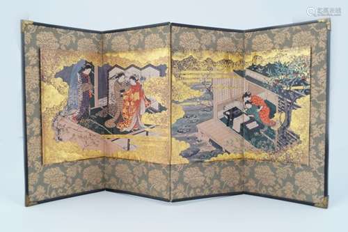 19TH-CENTURY JAPANESE FOLDING WOODBLOCK