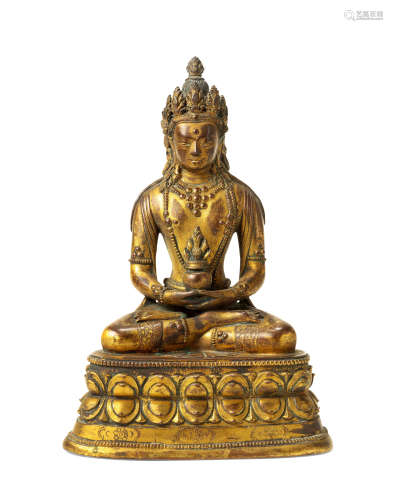 十八世纪 铜鎏金无量寿佛坐像