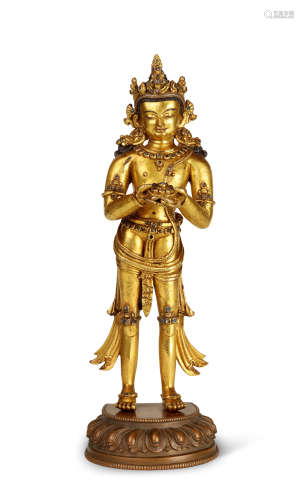 十四世纪 铜鎏金供养菩萨立像