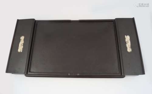 CHINESE EBONY & IVORY MOUNTED SCRIBES TABLE TRAY