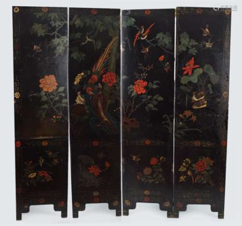 SET OF FOUR CHINESE QING LACQUERED PANELS