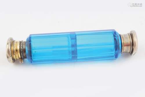 BLUE GLASS & ORMOLU DOUBLE END SCENT BOTTLE