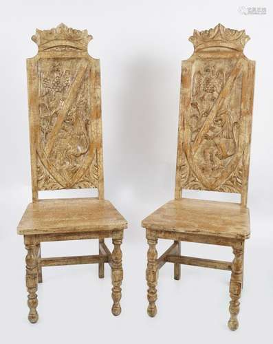 PAIR OF 19TH-CENTURY ARMORIAL HALL CHAIRS