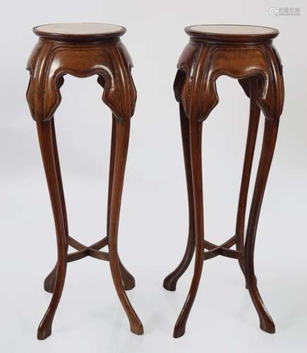 PAIR OF 19TH-CENTURY CHINESE HARDWOOD PEDESTALS