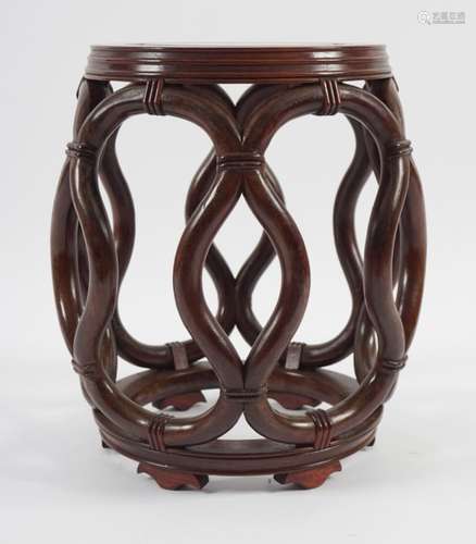 PAIR OF CHINESE QING HARDWOOD STOOLS