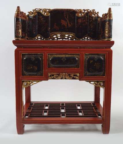 CHINESE QING PERIOD LACQUERED CEREMONIAL TABLE