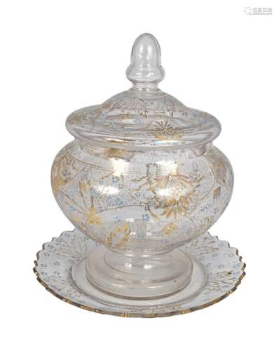 19TH-CENTURY ENGRAVED GLASS PUNCH BOWL