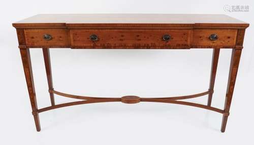 20TH-CENTURY YEW WOOD BREAKFRONT HALL TABLE