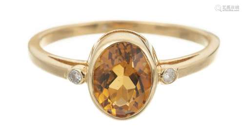 Bague en or jaune .750 avec une citrine