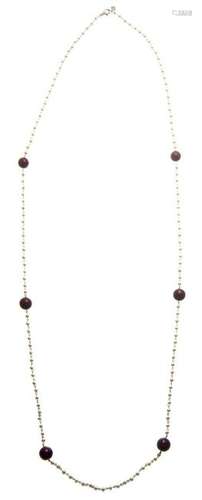 Collier sautoir en argent .925 avec 6 rubis