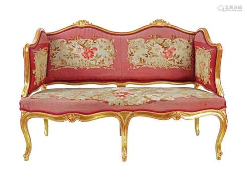 19TH-CENTURY CARVED GILT WOOD CANAPE