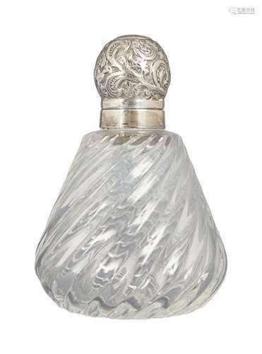 SILVER MOUNTED CRYSTAL PERFUME BOTTLE