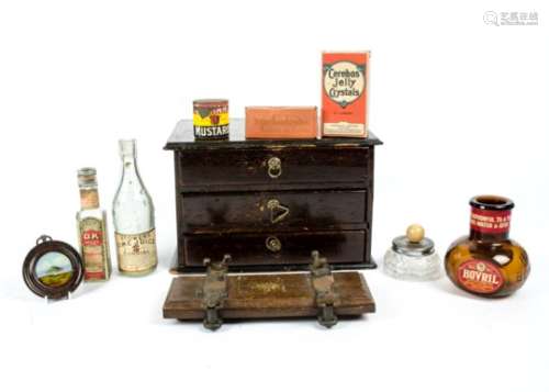 A treen collectors cupboard together with a quantity of assorted collectables, including early