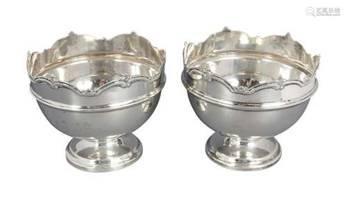 PAIR OF SILVER BON BON DISHES