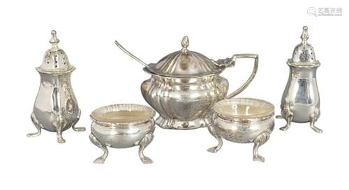 GROUP OF FIVE SILVER CONDIMENTS