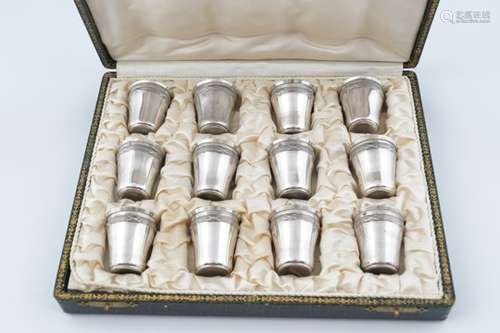 SET OF 12 STERLING SILVER STIRRUP CUPS