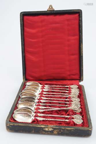 SET OF 12 SILVER APOSTLE SPOONS