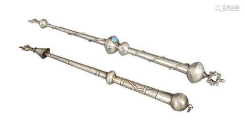 TWO RUSSIAN SILVER TORAH POINTERS