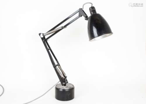Herbert Terry Vintage Anglepoise Lamp, a 1960s black painted angle poise lamp mounted on heavy